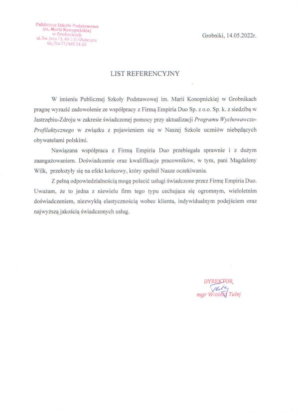 Publiczna Szkoła Podstawowa im. Marii Konopnickiej w Grobnikach