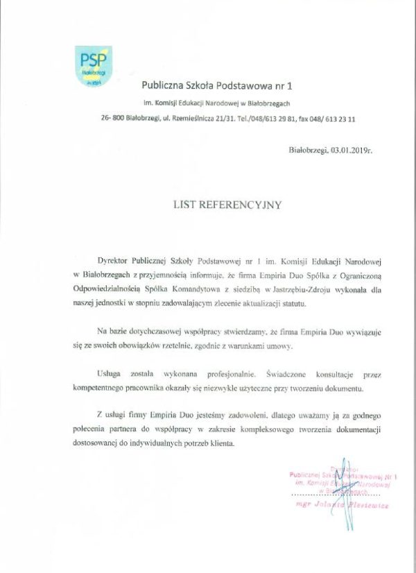 Publiczna Szkoła Podstawowa nr 1 im. Komisji Edukacji Narodowej w Białobrzegach