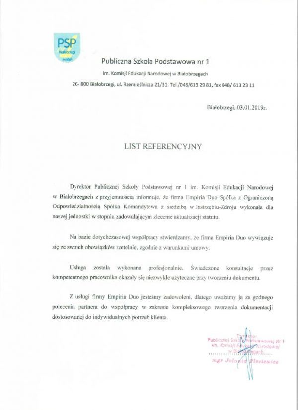 Publiczna Szkoła Podstawowa nr 1 im. Komisji Edukacji Narodowej w Białobrzegach