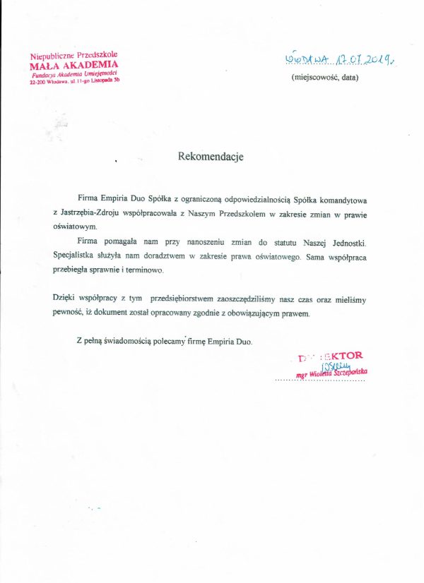 Niepubliczne Przedszkole Mała Akademia we Włodawie