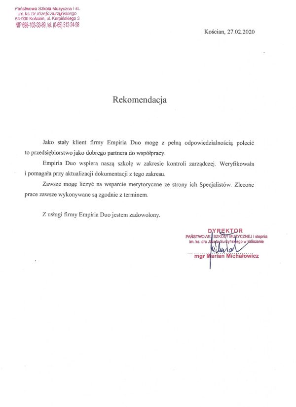Państwowa Szkoła Muzyczna 1 st. im. ks. dra Józefa Surzyńskiego w Kościanie
