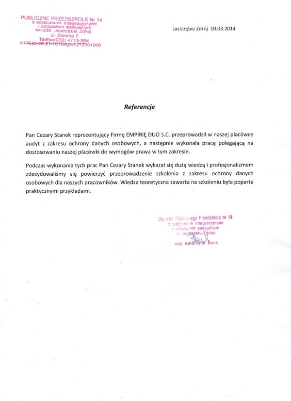 Publiczne Przedszkole nr 14 w Jastrzębiu Zdroju